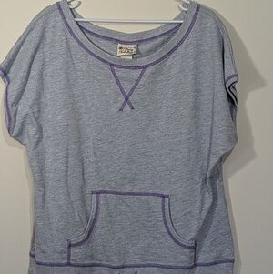 Pretty Rebellious Heather Gray Top with Purple Trim